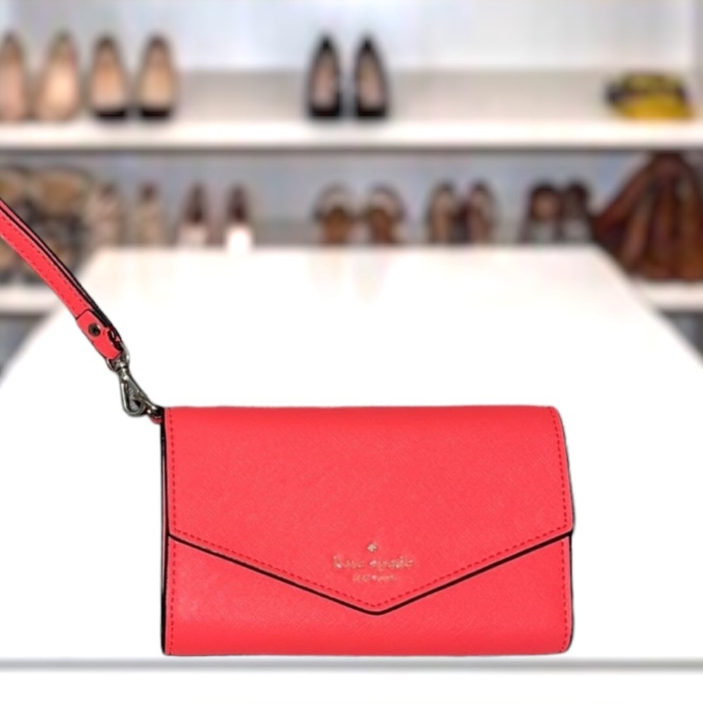 Kate Spade Leather Coral Phone Wristlet